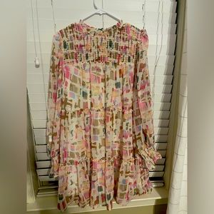 Entro Brand: Watercolor Mock Neck Dress. New with Tags. Size- Large